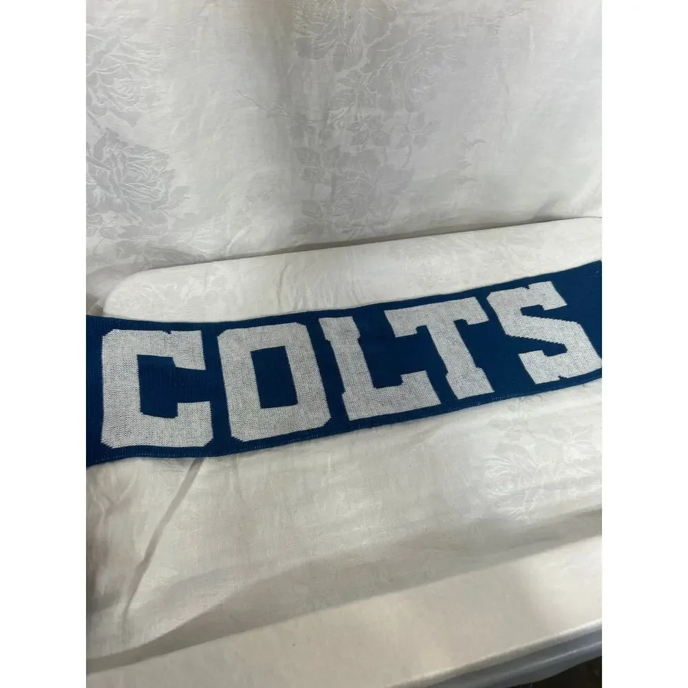 Indianapolis Colts Scarf Football NFL Indiana Horseshoe Blue White Fringe Winter